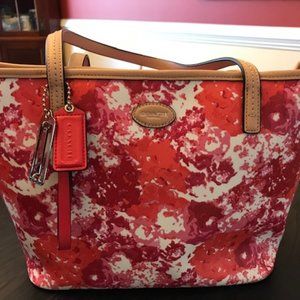 Coach pink multicolored tote bag